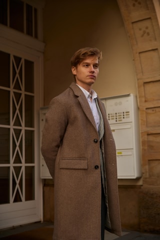 Oversize coat with wool