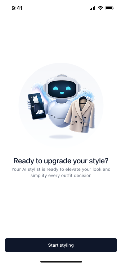 Before, end of onboarding: Ready to upgrade your style?